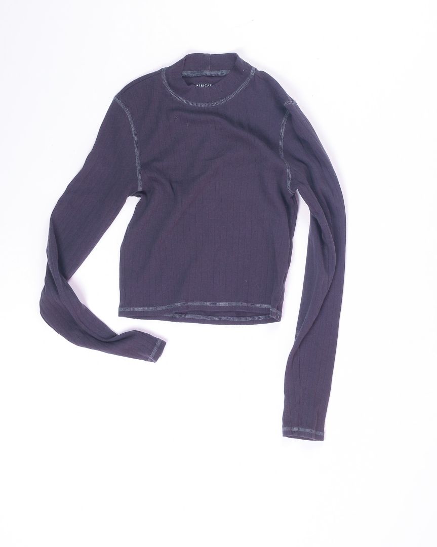 Gray American Eagle Mockneck Long Sleeve, M