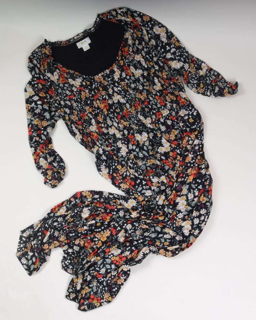 Black Floral Maeve by Anthropologie Maxi Dress, L