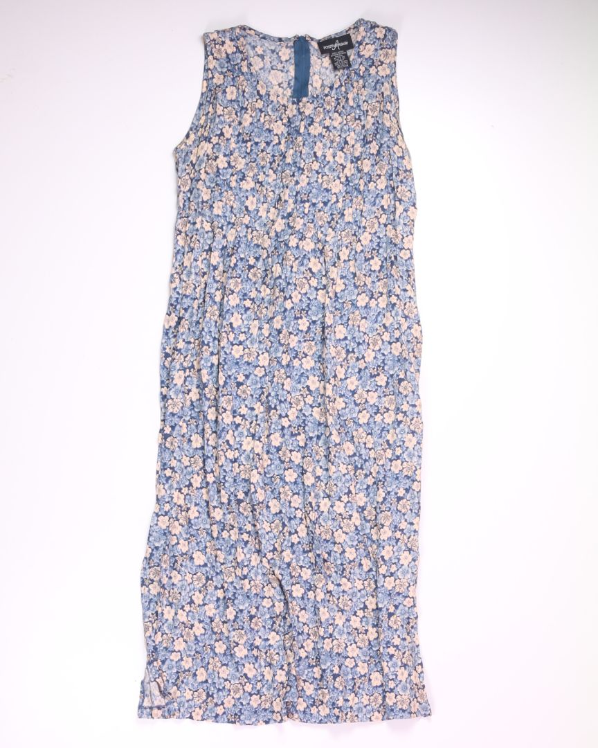 Blue Floral Positive Attitude Sleeveless Maxi Dress, 10