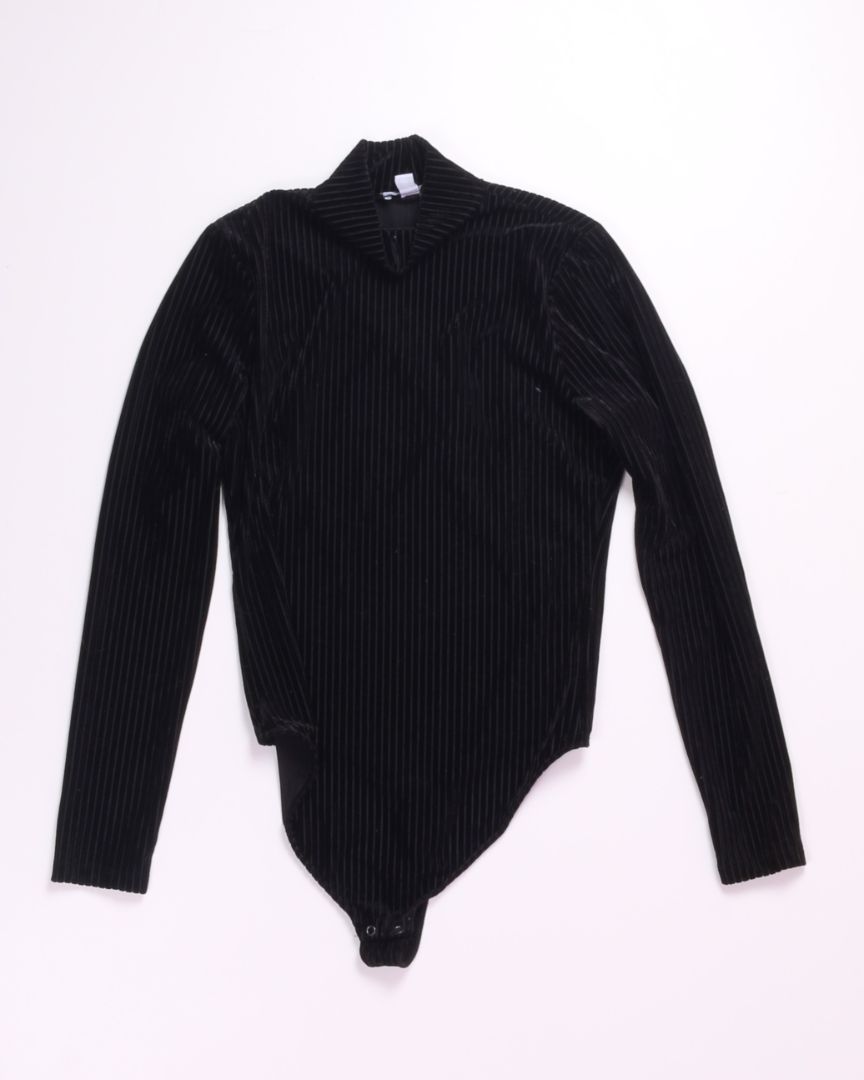 Black Cara Santana X Nine West Velour Bodysuit, S