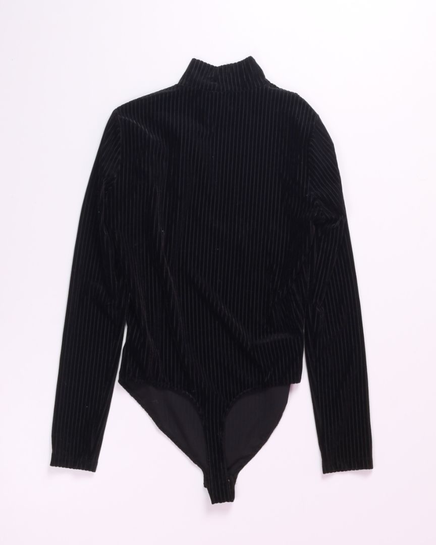 Black Cara Santana X Nine West Velour Bodysuit, S