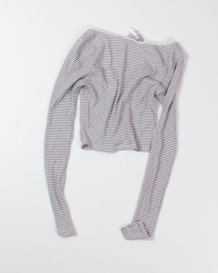 White Divided by H&M Cropped Long Sleeve, XS