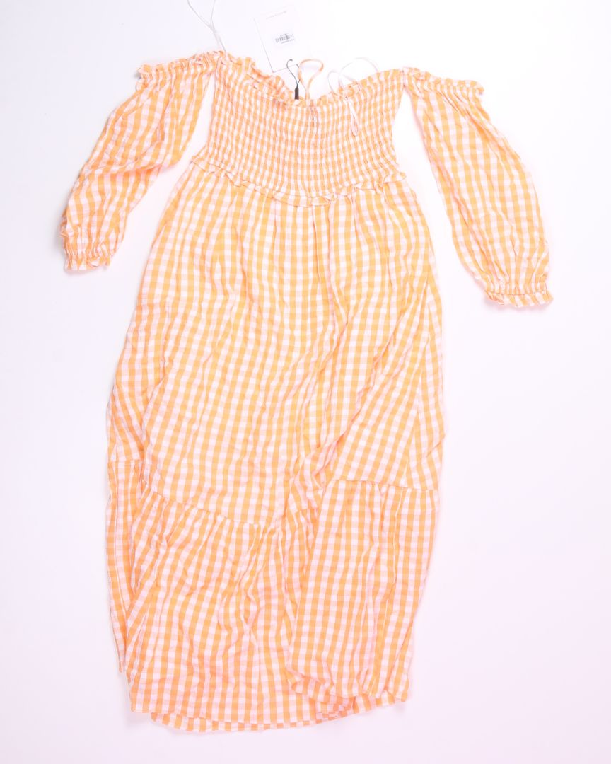 Yellow Hello Molly Gingham Off-the-Shoulder Dress, 4