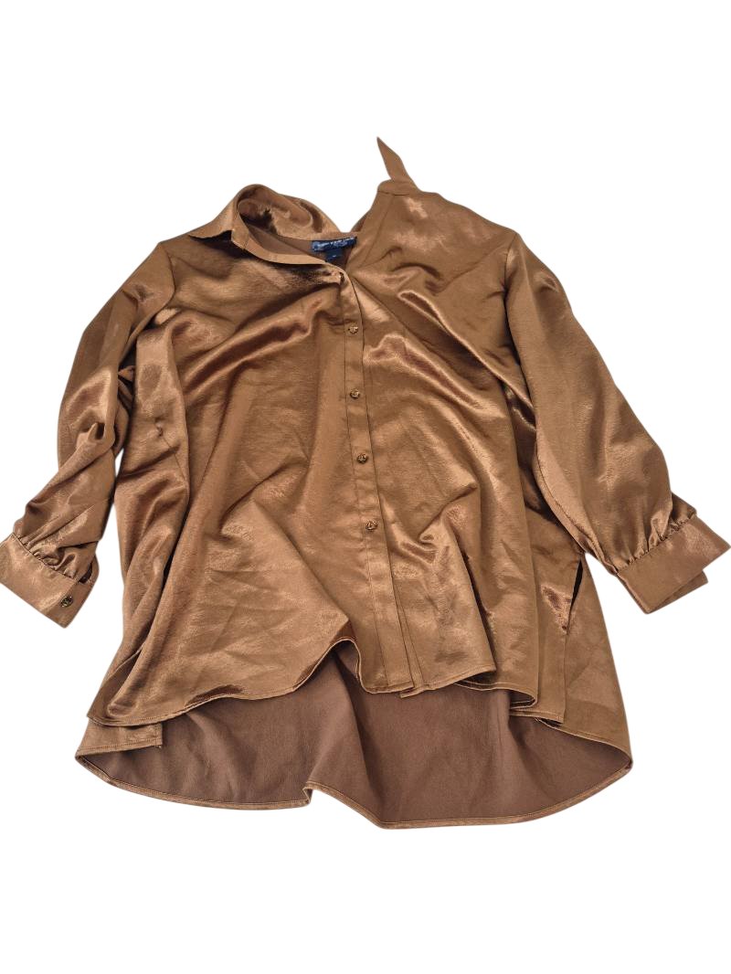 Susan Graver Style Button-Down Blouse Long Sleeves