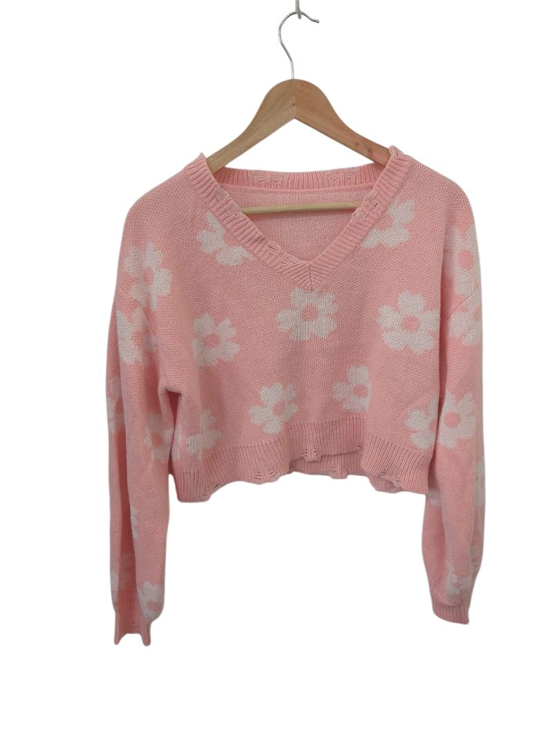 SHEIN V-Neck Floral Sweaters