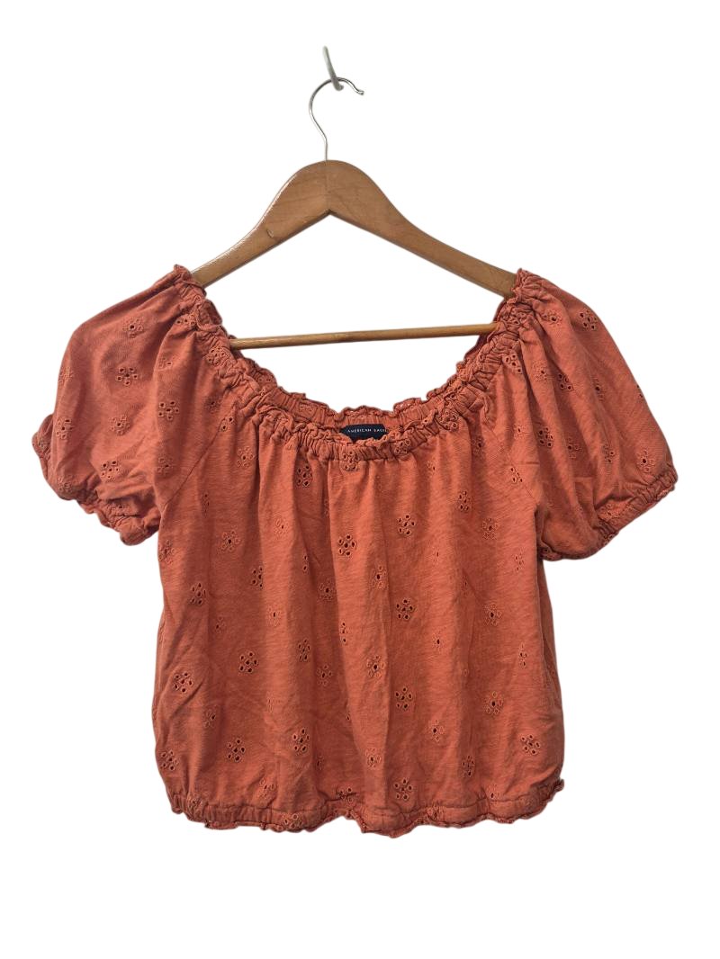 American Eagle Eyelet Cropped Short Sleeves