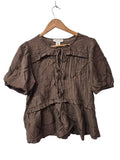 Laura Ashley Ruffle Tie-Front Short Sleeves