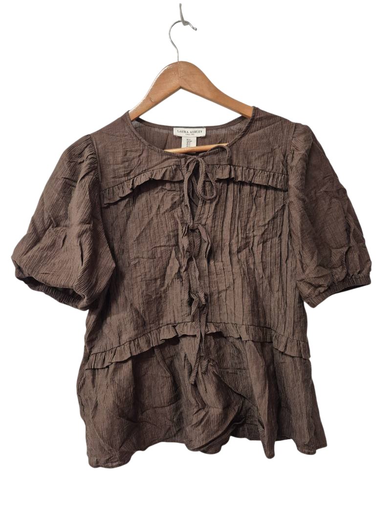 Laura Ashley Ruffle Tie-Front Short Sleeves