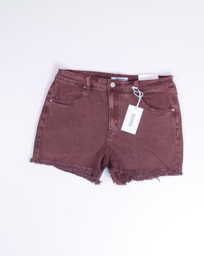 Brown Zenana High Rise Shorts, L