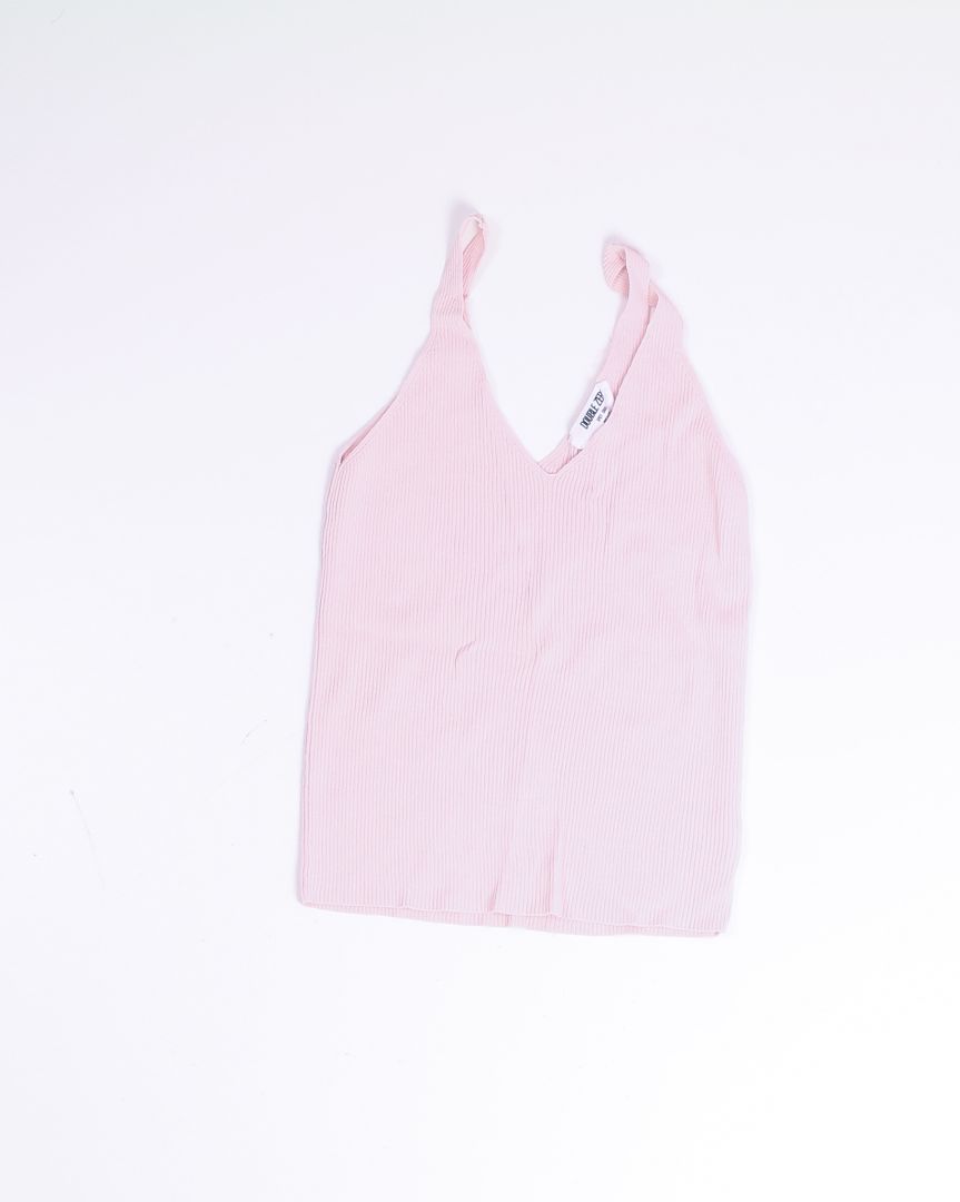 Pink Double Zero Ribbed Tank, S