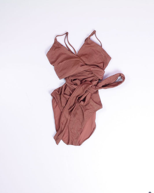 Brown Aerie Tied Bodysuit, XL