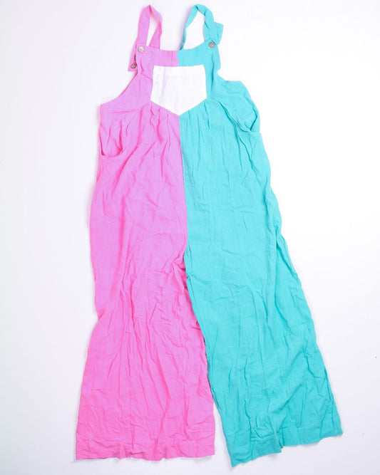 Pink/Green BiBi Wide Leg Jumpsuit, M