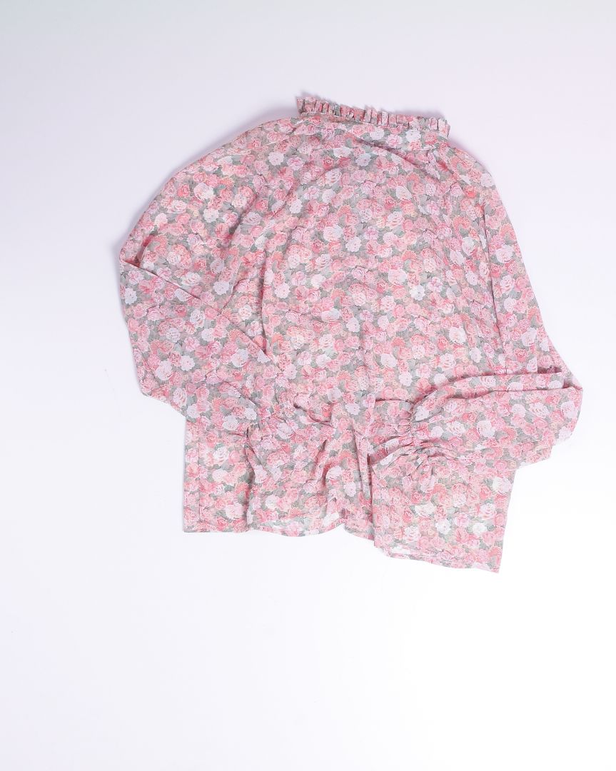 Pink/Green Dress Forum Sheer Button Up, S