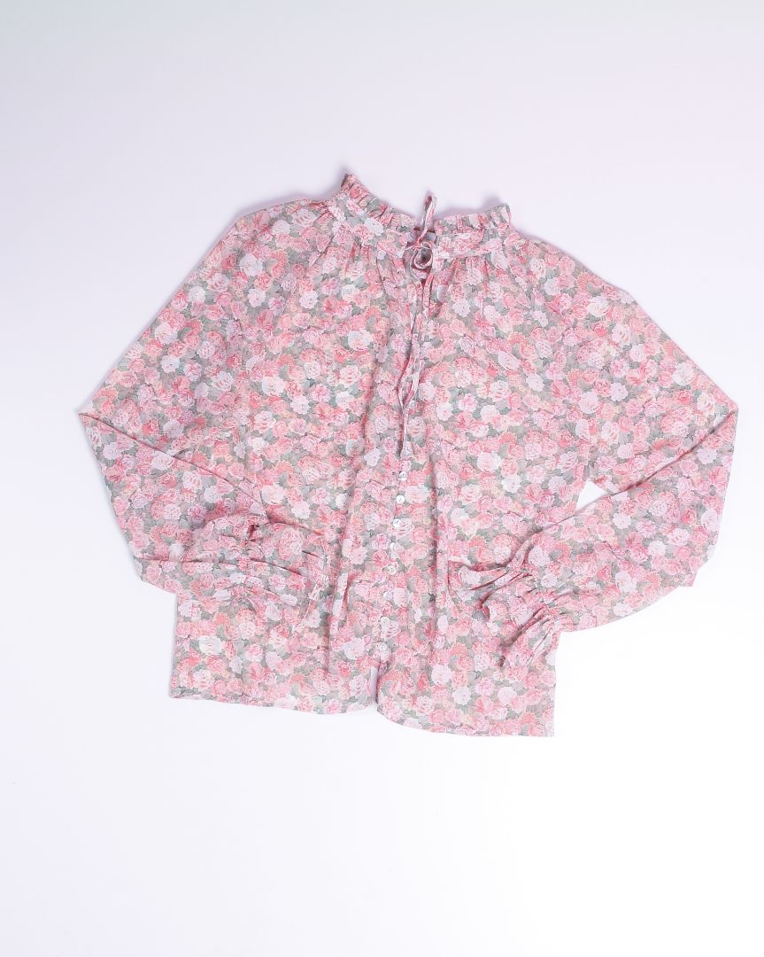 Pink/Green Dress Forum Sheer Button Up, S