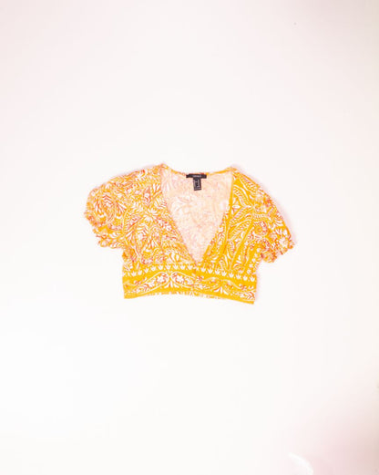 Yellow Forever21 Cropped Tee, M