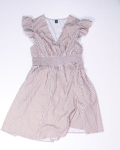 White/Brown Shein A Line Dress, 1X