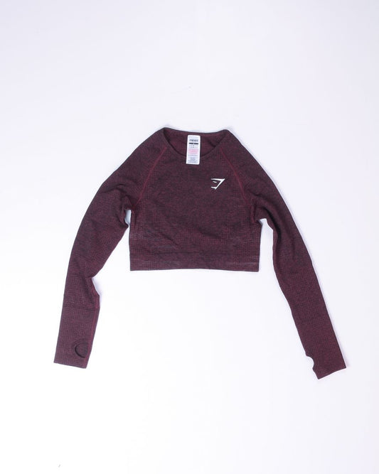 Red Gymshark Cropped Long Sleeve, S