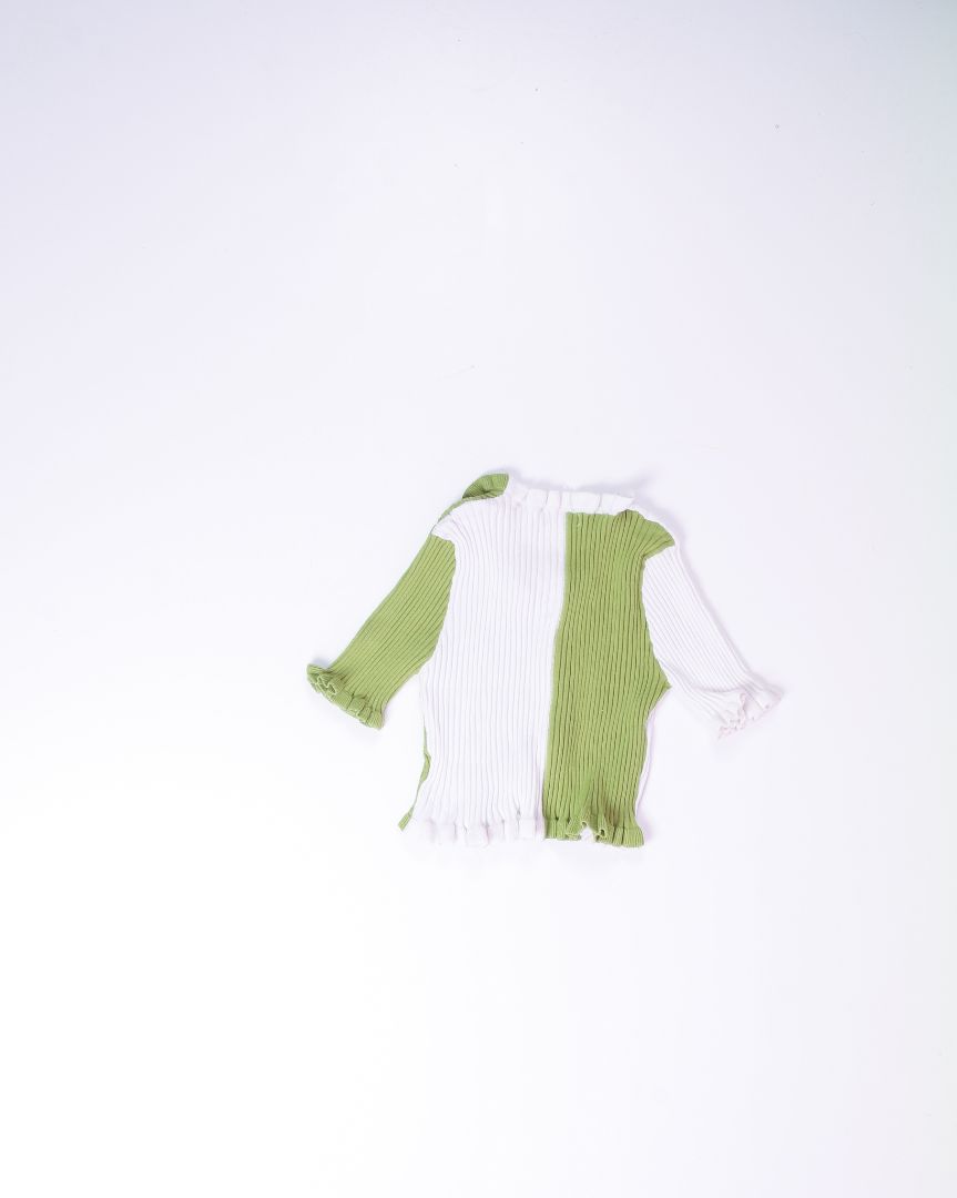 Green/White Shein Ribbed Short Sleeve, 1X