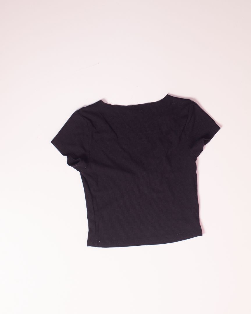Black Wild Fable Cropped Tee, M