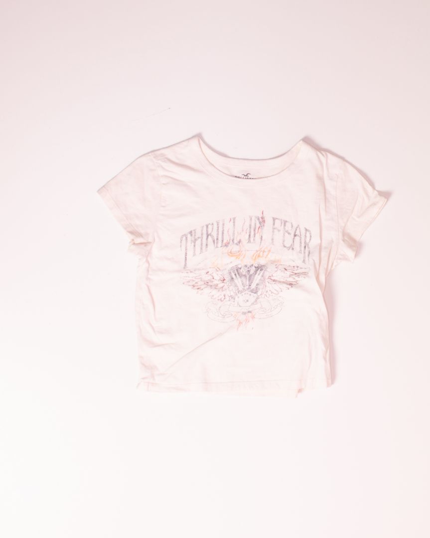 White Hollister Baby Tee, M