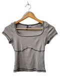 Divided Square Neck Short Sleeves