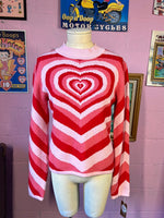 Pink/Red Heart Cider Sweater, M