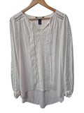 White House Black Market Embroidered Blouse Long Sleeves