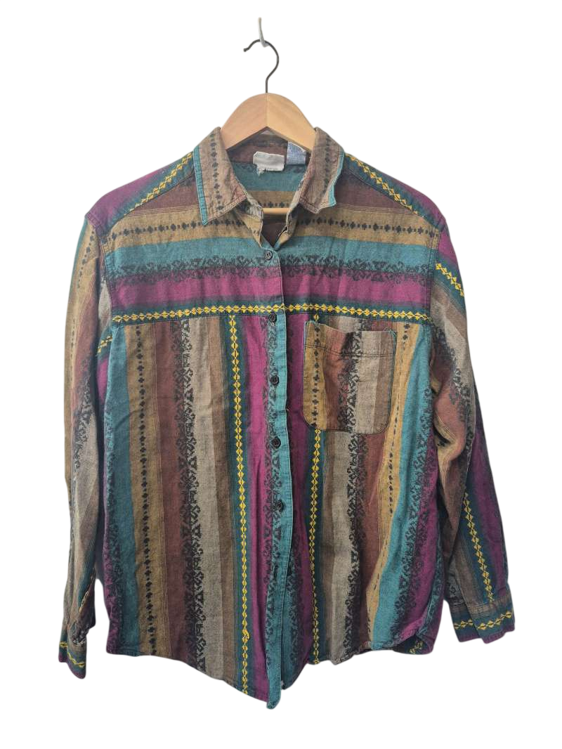 Backroad Blues Boho Striped Shirt Vintage