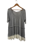 Easel Layered Hem Short Sleeves