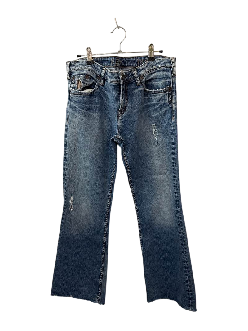 Silver Y2K Distressed Jeans Vintage