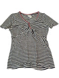 Ettitwa V-Neck Striped Short Sleeves