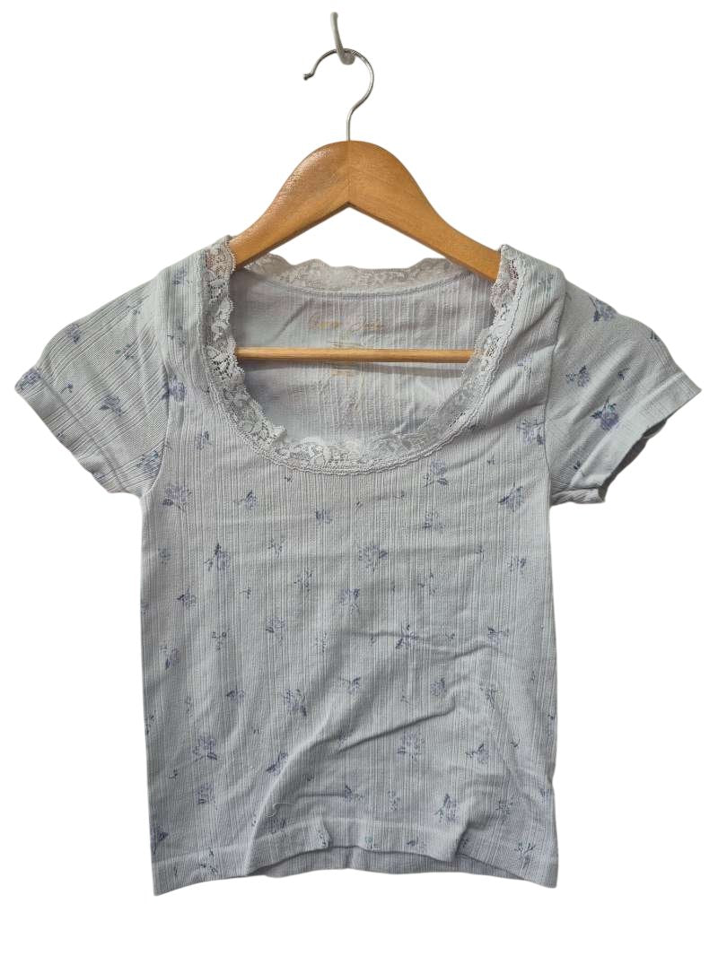 Gypsy & Jade Lace Trim Tee Short Sleeves