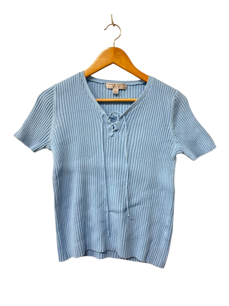 Carolyn Taylor Lace-Up Knit Short Sleeves
