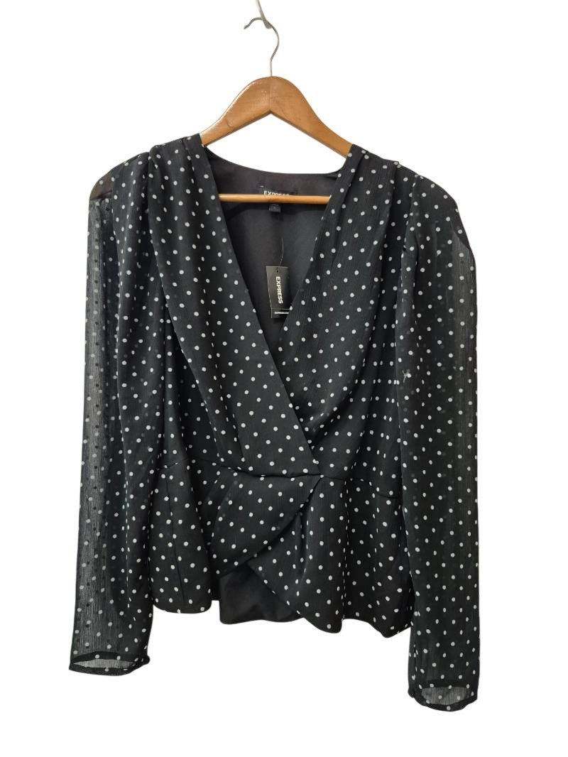 Express Polka Dot Blouse Long Sleeves