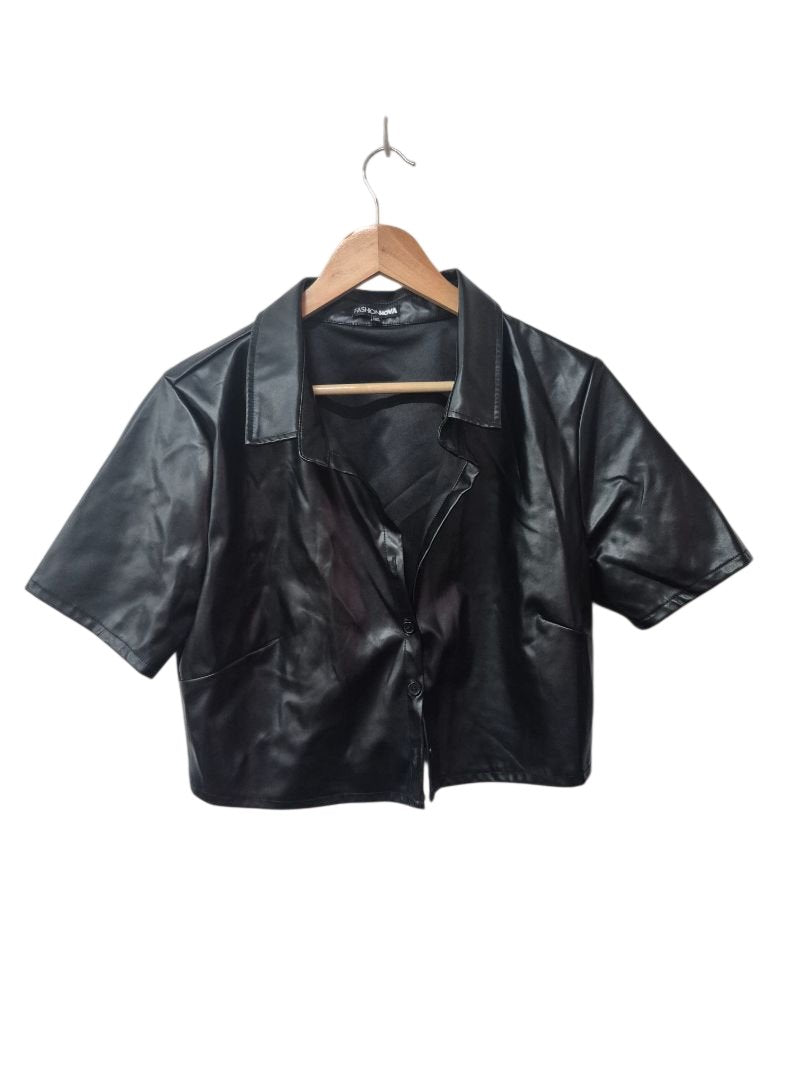 Fashion Nova Faux Leather Shirt Short Sleeves