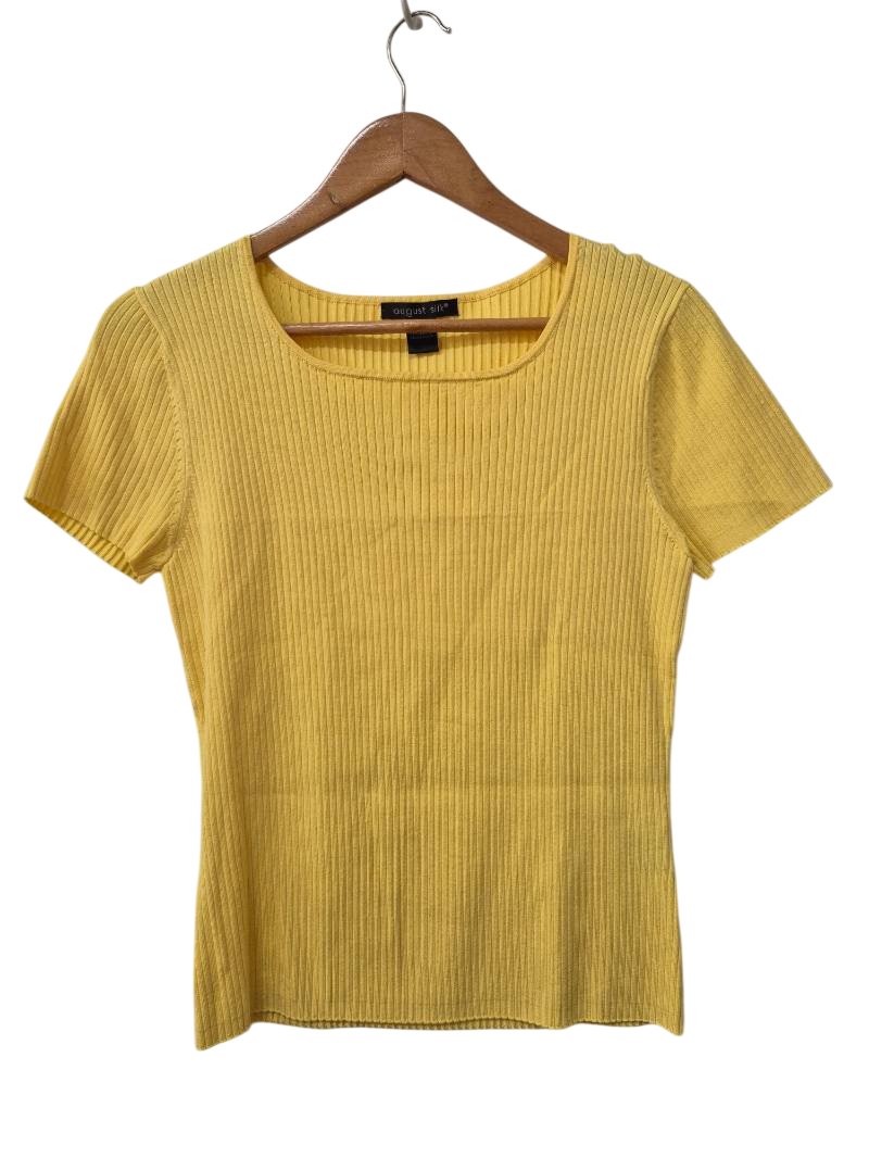 August Silk Ribbed Scoop Neck Short Sleeves