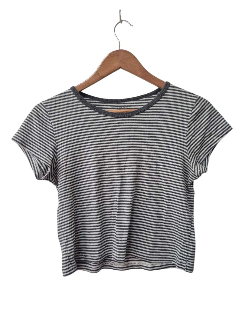 Brandy Melville Striped Crop Tee Short Sleeves