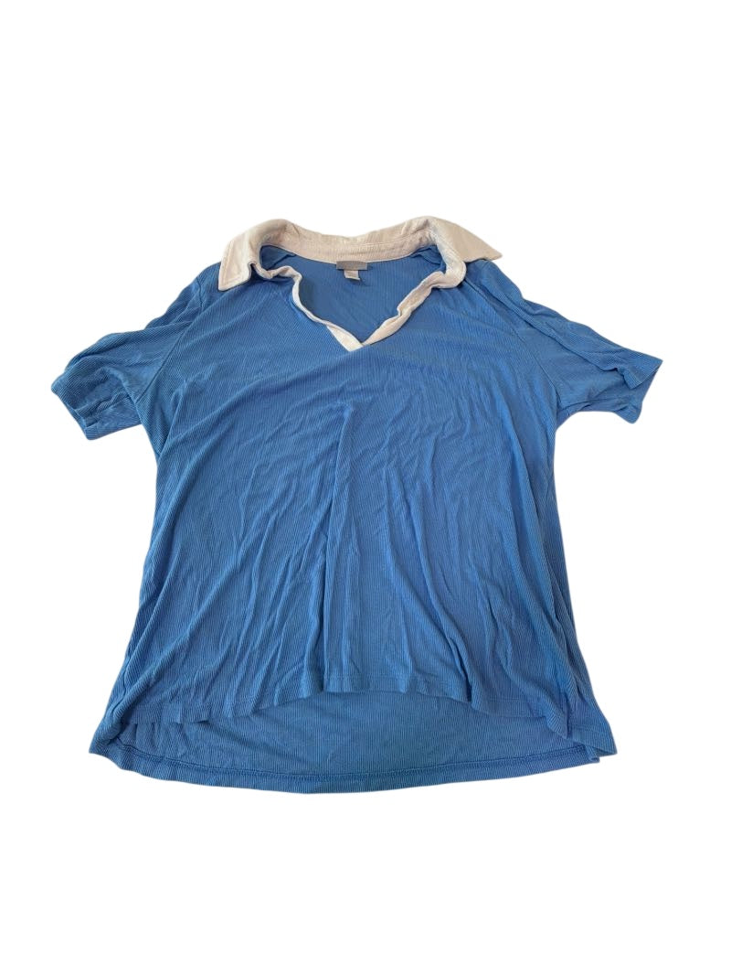 Ava & Viv Collared V-Neck Short Sleeves