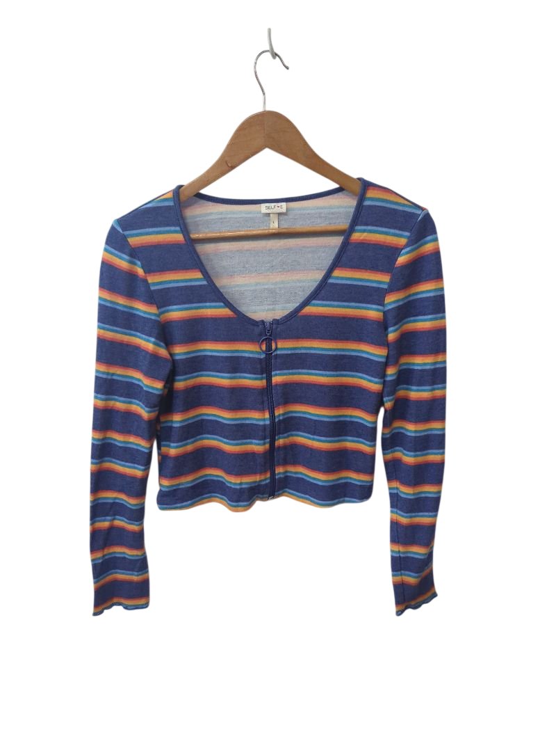 Self E Striped V-Neck Long Sleeves