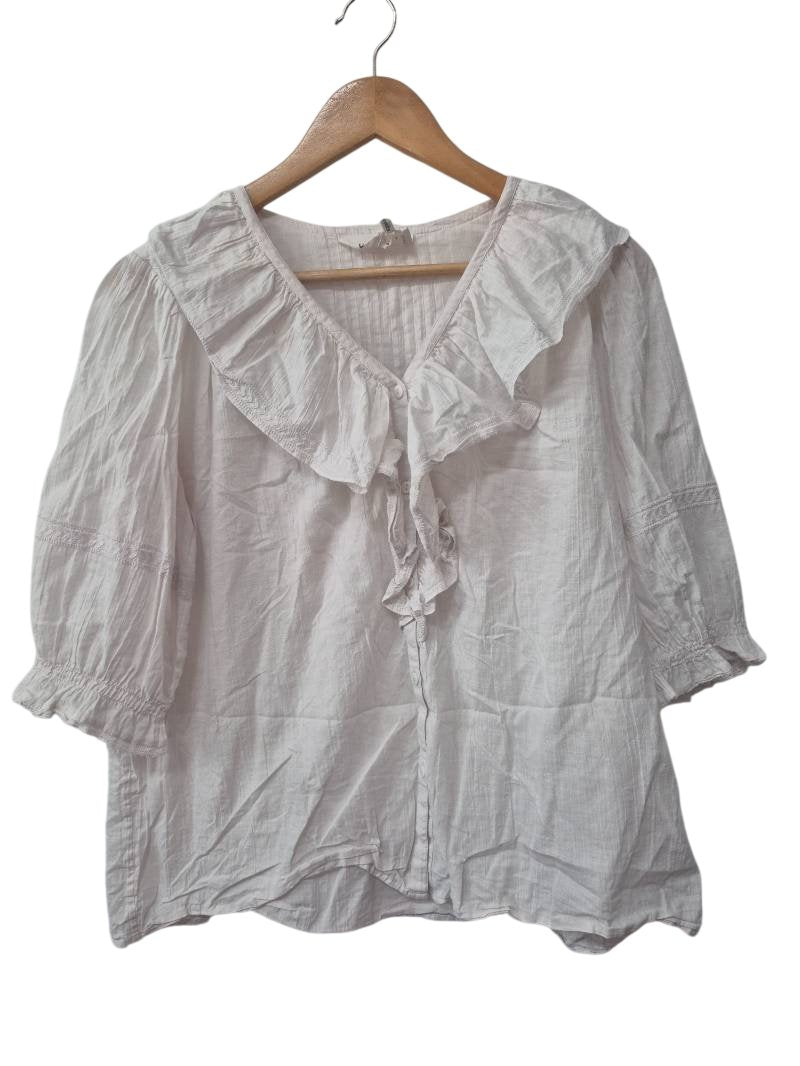 Ba&sh Ruffled V-Neck Short Sleeves
