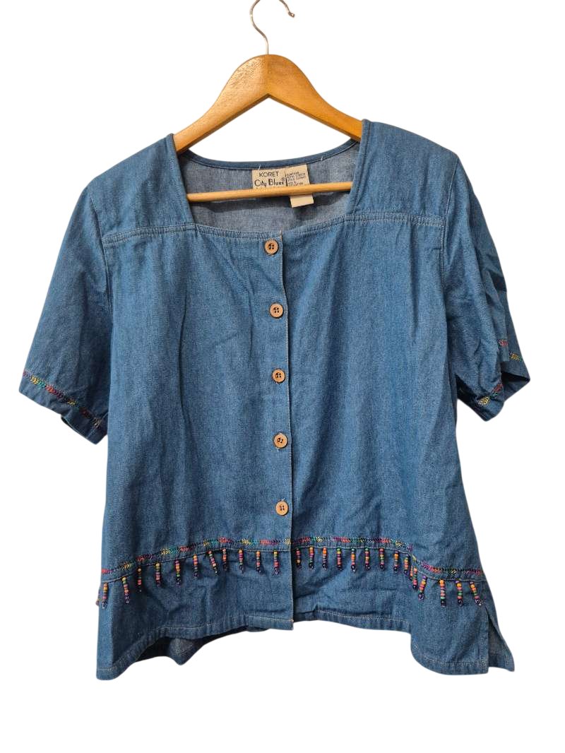 Koret City Blues Button-Up Blouse Short Sleeves