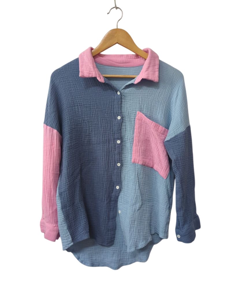 Color Block Shirt Long Sleeves