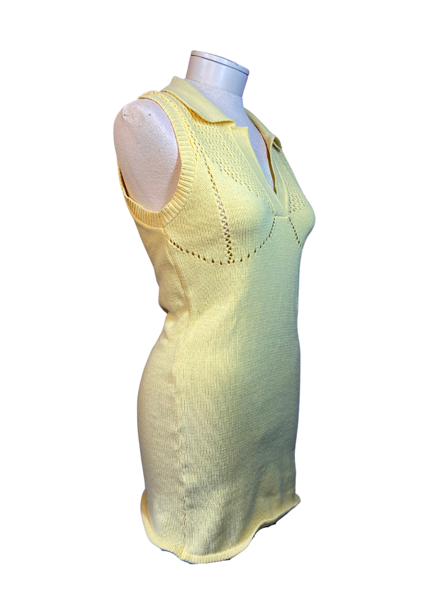 Yellow Zara Collared Sleeveless Mini Dress, M