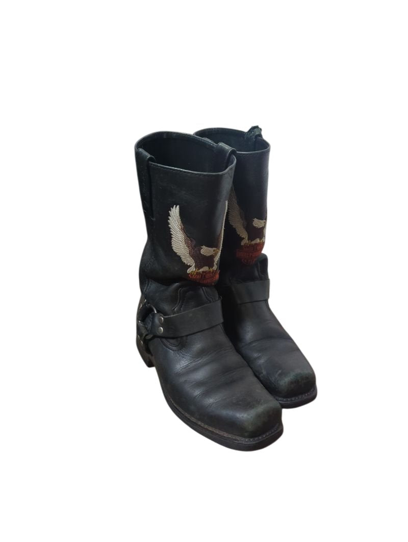 Harley Davidson Biker Leather Boots Vintage