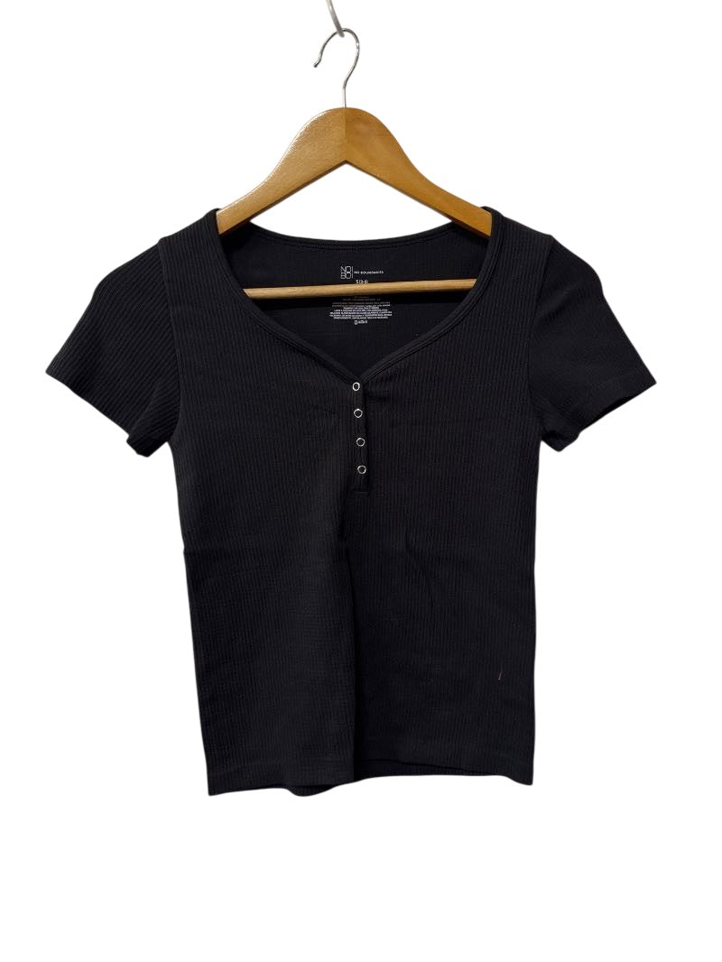 No Boundaries Button V-Neck Short Sleeves