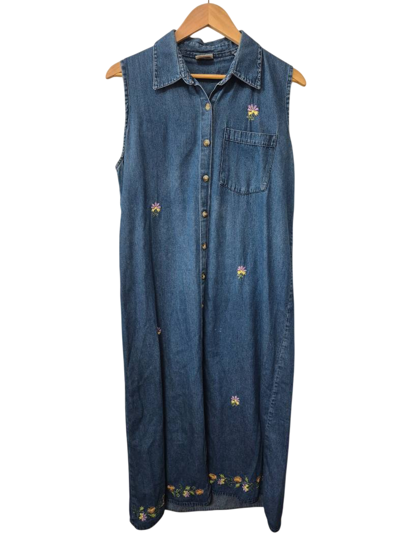Magic Embroidered Denim Dress Vintage