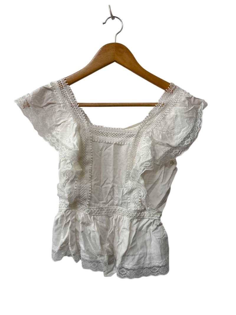 Mi Ami Lace Ruffle Blouse Short Sleeves