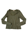 Univereal Thread Striped V-Neck Long Sleeves