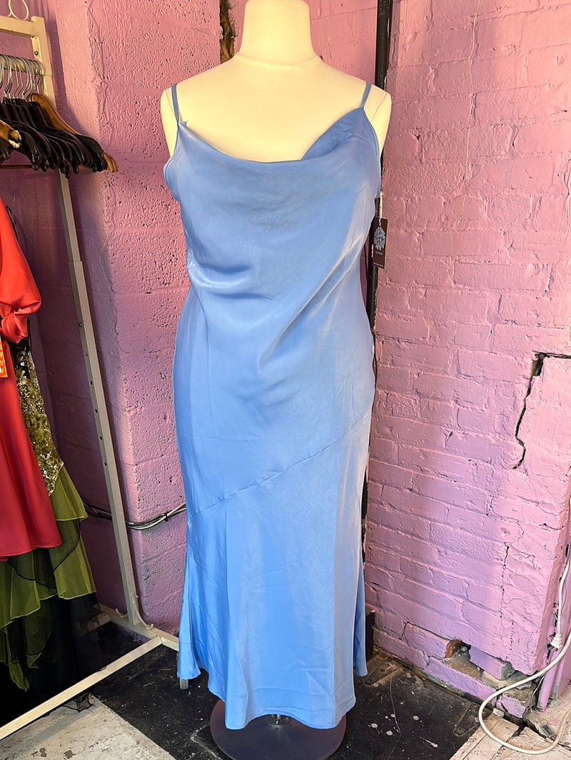 Blue Forever21 Cowl Neck Maxi Dress, 2X