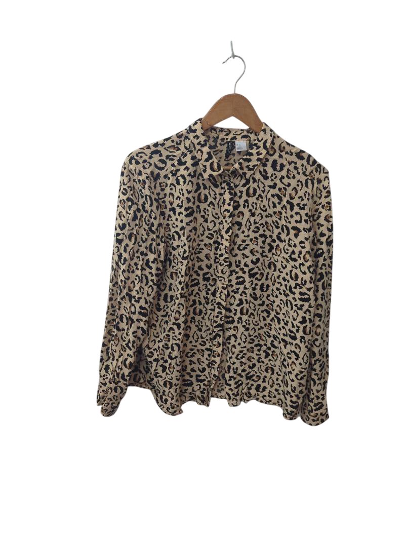Divided Button-Up Blouse Long Sleeves